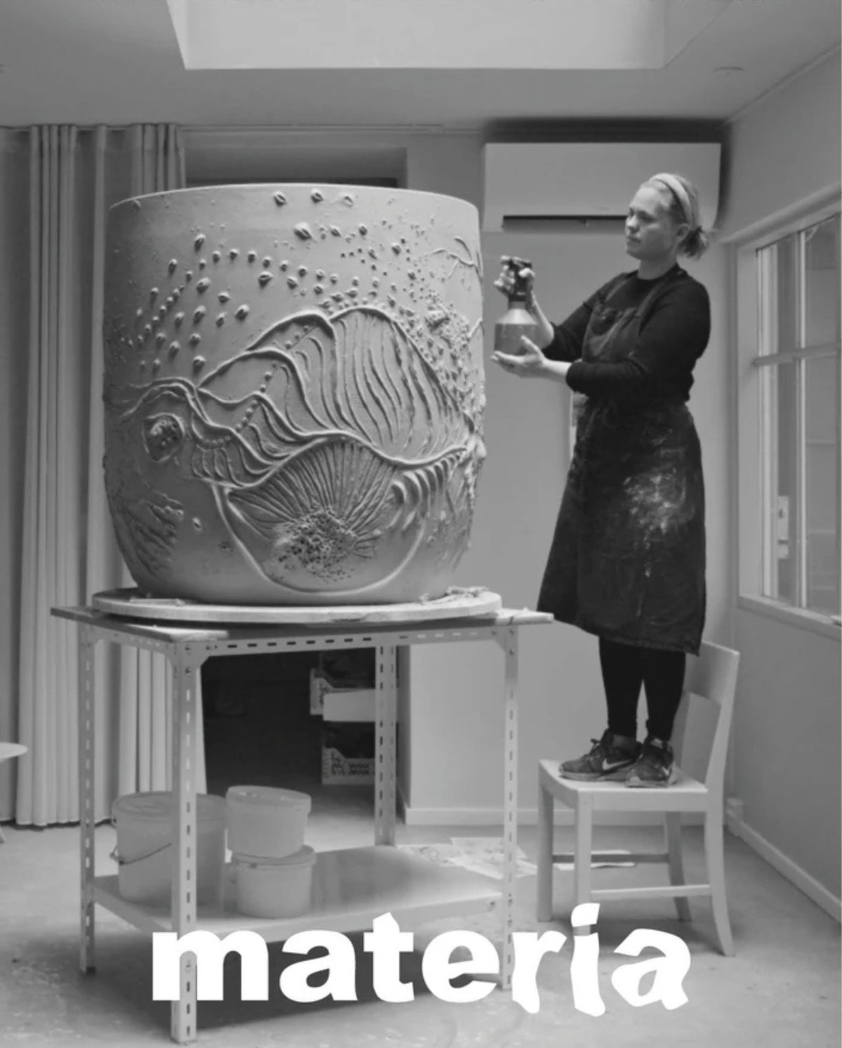 Cathrine Raben Davidsen crafting a large Alchemist Vase, demonstrating artistic process for pottery.